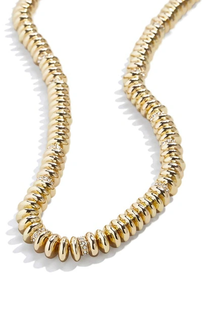Shop Baublebar Beaded Pavé Necklace In Clear/yellow Gold