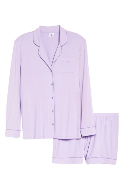 Moonlight Eco Long Sleeve Stretch Modal Short Pajamas In Purple Betta