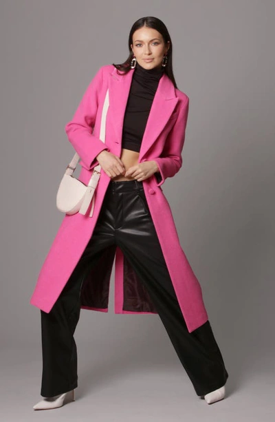 Avec Les Filles Longline Coat In Fuschia