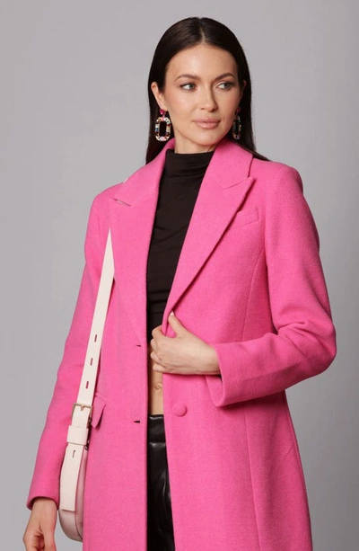 Avec Les Filles Longline Coat In Fuschia