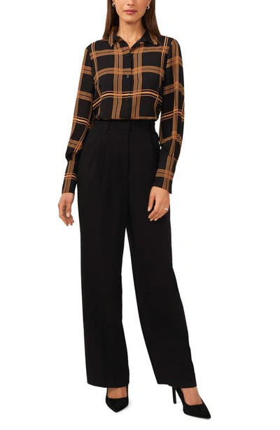 Shop Halogen (r) High Waist Wide Leg Pants In Rich Black