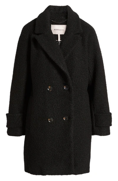 Shop Bcbgeneration Double Breasted Bouclé Coat In Black