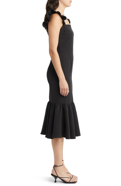 Shop Chelsea28 Ruffle Sleeve Midi Dress In Black