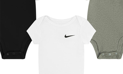 Shop Nike Mini Me 3-pack Bodysuits In Dark Grey Heather