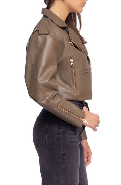 Shop Blanknyc Faux Leather Crop Moto Jacket In Golden Hour