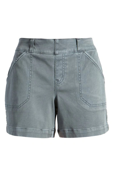 Shop Spanx 4-inch Stretch Twill Shorts In Hazy Blue Grey