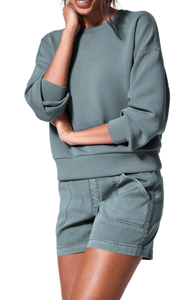 Shop Spanx 4-inch Stretch Twill Shorts In Hazy Blue Grey