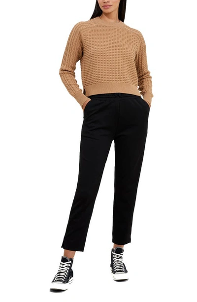 Shop French Connection Mozart Mixed Stitch Cotton Sweater In Camel Melange
