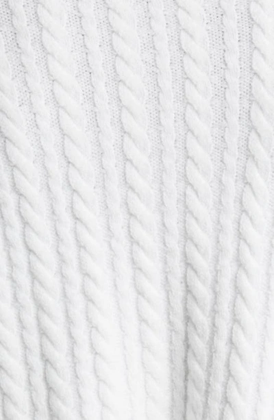 Shop French Connection Babysoft V-neck Cable Knit Sweater In Winter White/ Duchess Blue