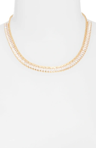 Shop Nordstrom Cubic Zirconia Cobra Chain Collar Necklace In Clear- Gold