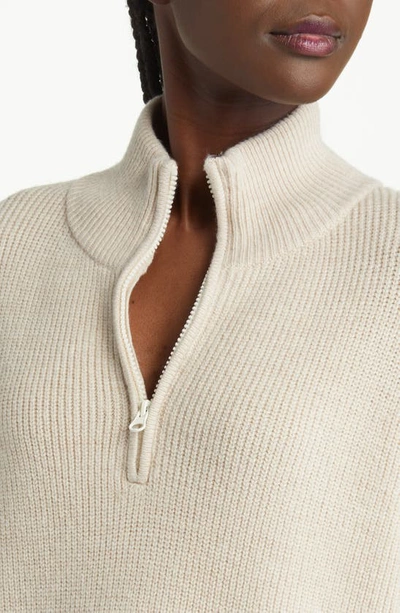 Shop French Connection Babysoft Blouson Sleeve Half Zip Sweater In Classic Cream