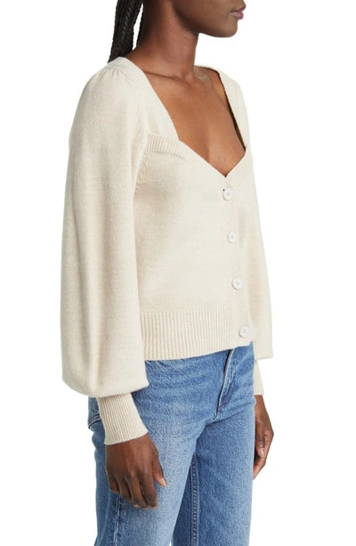 Shop French Connection Babysoft Balloon Sleeve Cardigan In Light Oatmeal Melange