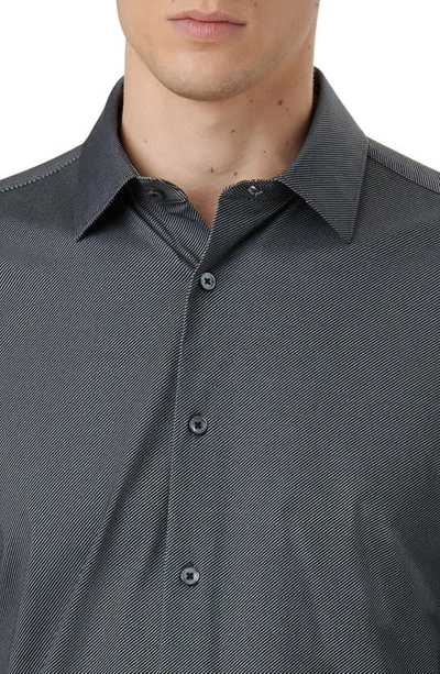 Shop Bugatchi James Ooohcotton® Trim Fit Stripe Button-up Shirt In Black/grey