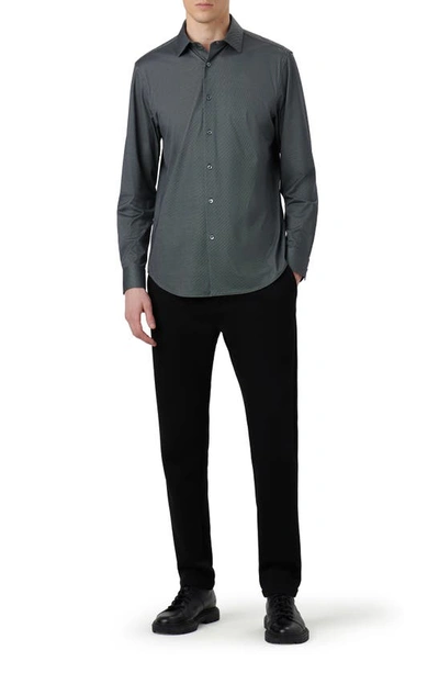 Shop Bugatchi James Ooohcotton® Trim Fit Stripe Button-up Shirt In Black/grey