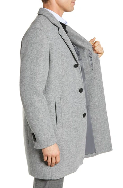 Shop Cole Haan Regular Fit Stretch Wool Coat In Grey