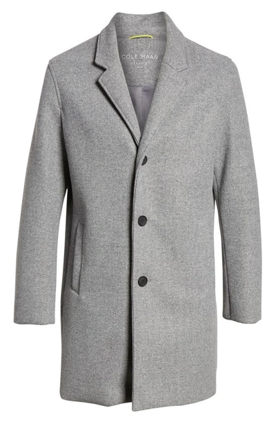 Shop Cole Haan Regular Fit Stretch Wool Coat In Grey