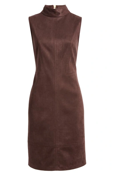 Halogen Mock Neck Sleeveless Dress In Dark Roast