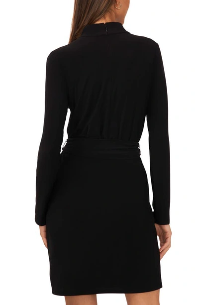 Shop Halogen Belted Long Sleeve Dress In Rich Black