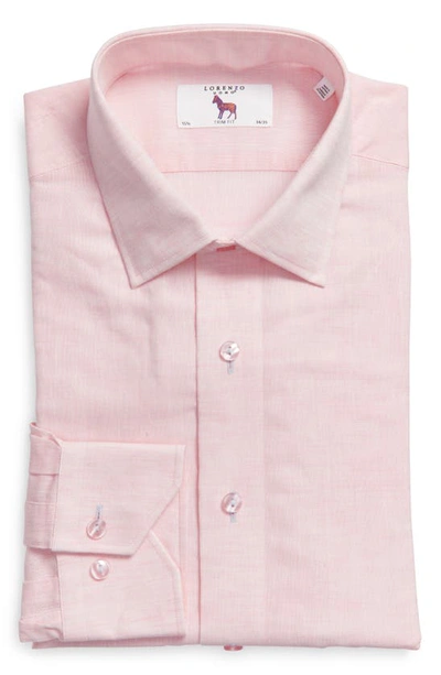 Shop Lorenzo Uomo Trim Fit Solid Cotton & Linen Dress Shirt In Pink