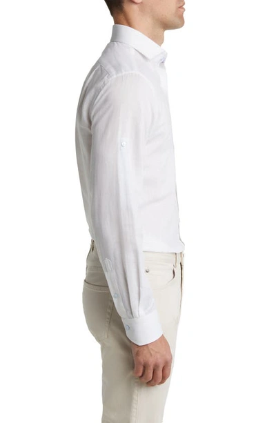 Shop Lorenzo Uomo Trim Fit Solid Cotton & Linen Dress Shirt In White