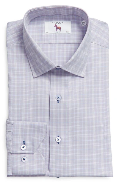 Shop Lorenzo Uomo Trim Fit Textured Check Stretch Dress Shirt In Lavender