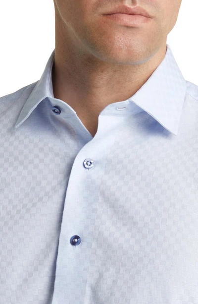 Shop Lorenzo Uomo Trim Fit Textured Box Pattern Dress Shirt In Light Blue