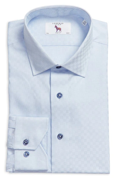 Shop Lorenzo Uomo Trim Fit Textured Box Pattern Dress Shirt In Light Blue