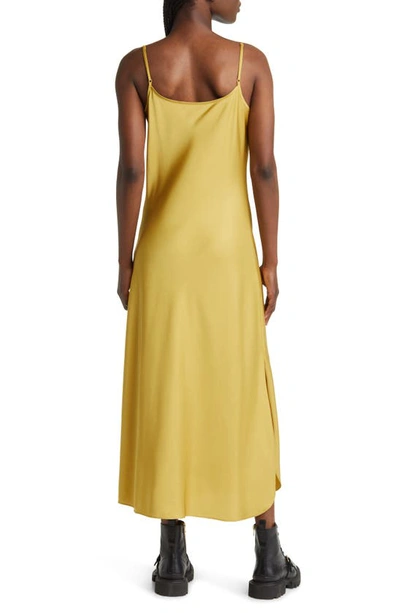 Allsaints Hadley Satin Slipdress In Metallic Rich Gold