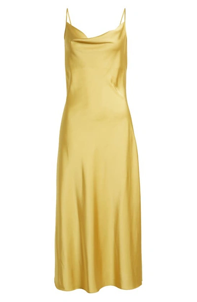 Allsaints Hadley Satin Slipdress In Metallic Rich Gold