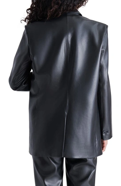 Shop Steve Madden Audrey Faux Leather Blazer In Black
