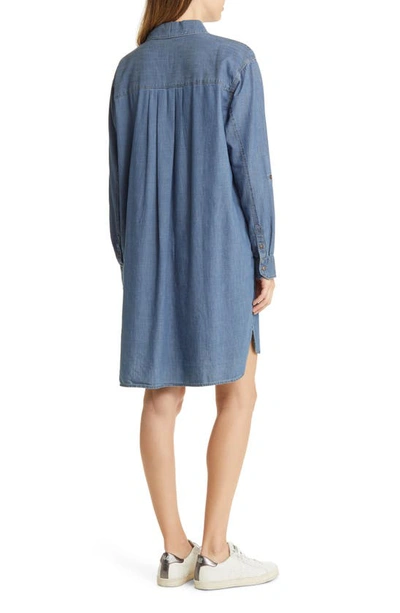 Shop Caslon (r) Long Sleeve Chambray Shirtdress In Medium Wash