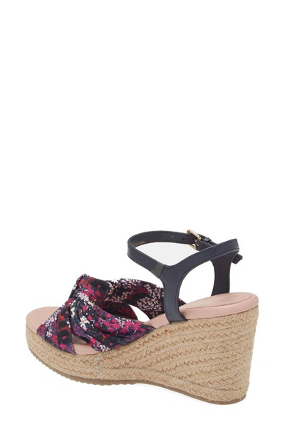 Ted Baker Taylina Floral Espadrille Wedge Sandal In Navy
