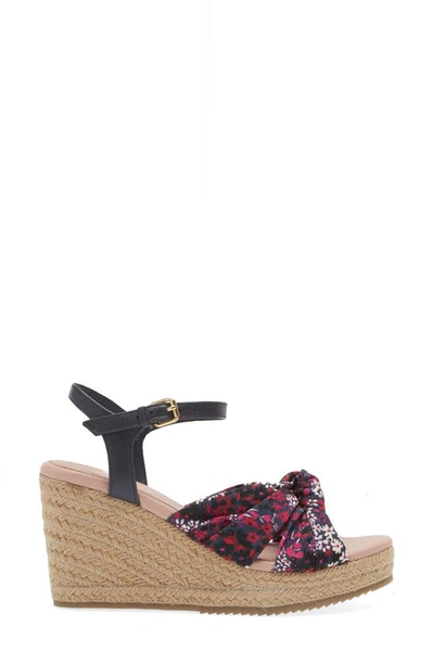 Ted Baker Taylina Floral Espadrille Wedge Sandal In Navy