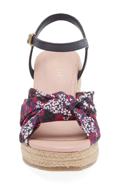 Ted Baker Taylina Floral Espadrille Wedge Sandal In Navy