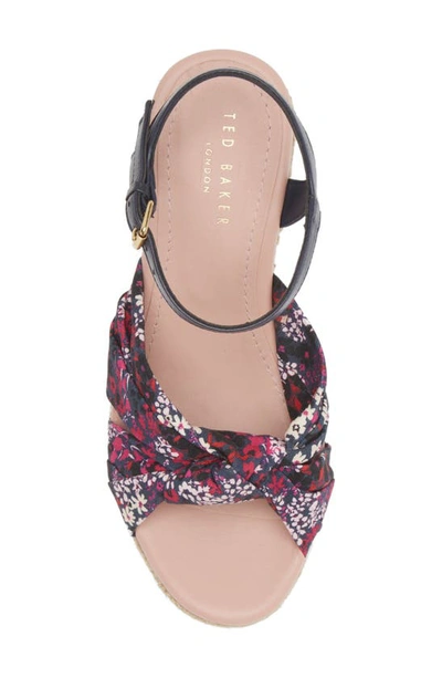 Ted Baker Taylina Floral Espadrille Wedge Sandal In Navy
