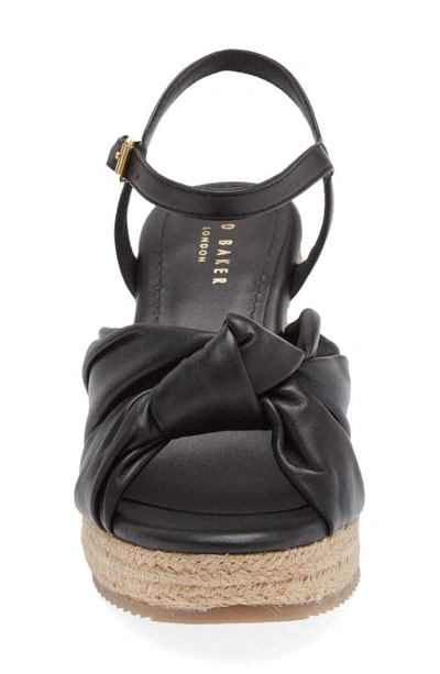 Ted Baker Taymin Knotted Espadrille Wedge Sandal In Black