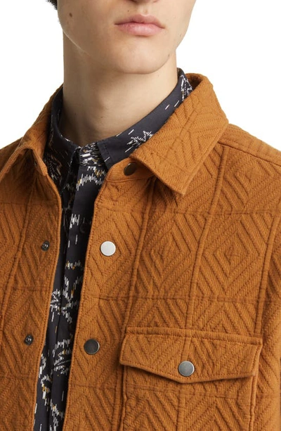 Shop Treasure & Bond Jacquard Cotton Snap-up Shirt Jacket In Brown Rubber