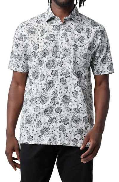 Shop Good Man Brand Big On-point Short Sleeve Organic Cotton Button-up Shirt In White Tapestry Floral