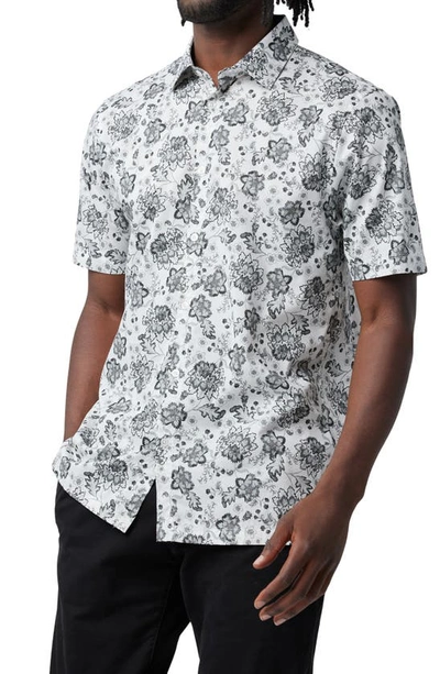 Shop Good Man Brand Big On-point Short Sleeve Organic Cotton Button-up Shirt In White Tapestry Floral