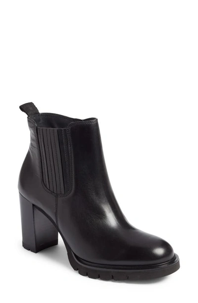 Shop Paul Green Sahara Block Heel Chelsea Boot In Black Leather
