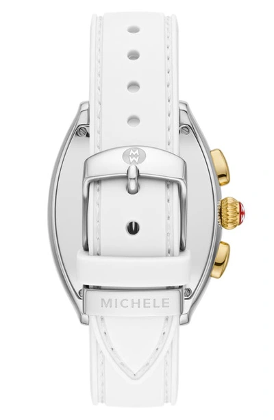 Shop Michele Relevé Sport Chronograph Silicone Strap Watch, 31mm In White