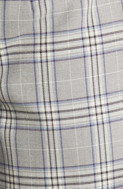 Open Edit Plaid Side Button Blazer Dress In Black- Blue Poly Check