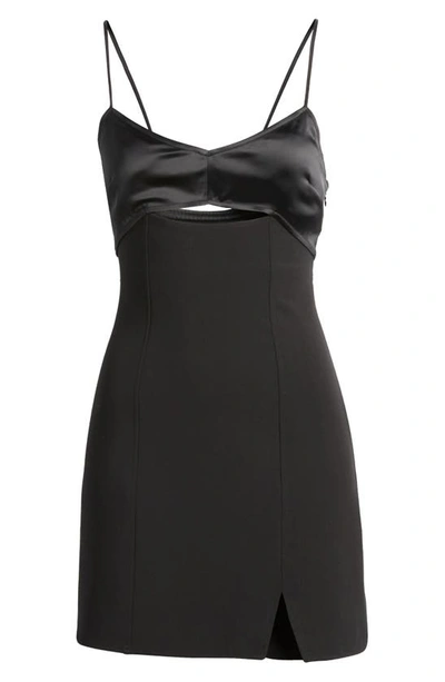 Open Edit Mixed Media Cutout Camisole Minidress In Black