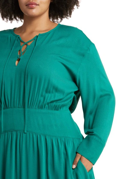 Shop Treasure & Bond Long Sleeve Midi Dress In Green Heirloom