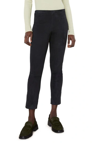 Vince Stretch Suede Split-hem Cropped Pants In Coastal Blue
