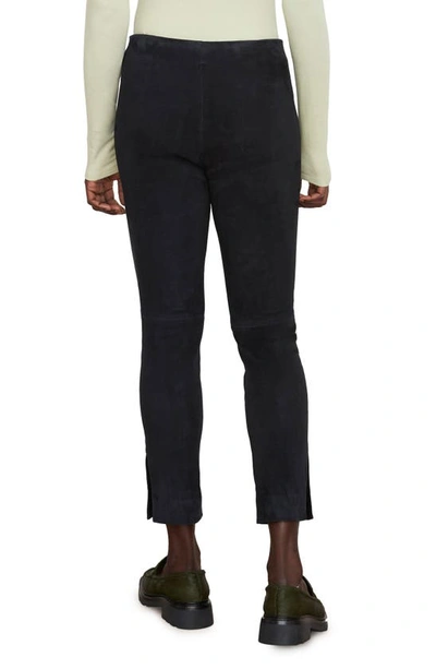 Vince Stretch Suede Split-hem Cropped Pants In Coastal Blue