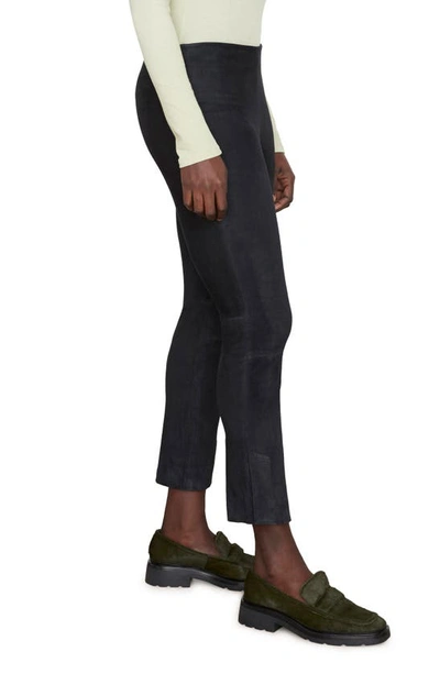 Vince Stretch Suede Split-hem Cropped Pants In Coastal Blue