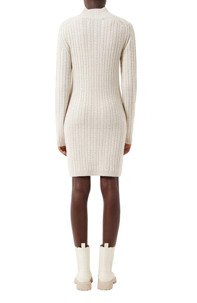 Shop French Connection Katrin Long Sleeve Cable Knit Sweater Dress In Light Oatmeal Mel