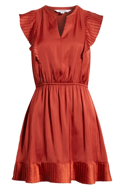 Shop Steve Madden Verona Pleated Cap Sleeve Minidress In Red Ochre