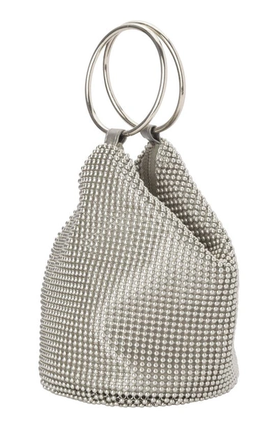 Shop Olga Berg Bianca Mesh Bucket Bag In Silver